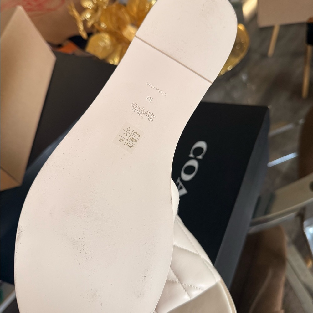 Coach Women's Sandals in Cream with Gold Accent - Picture 3 of 4